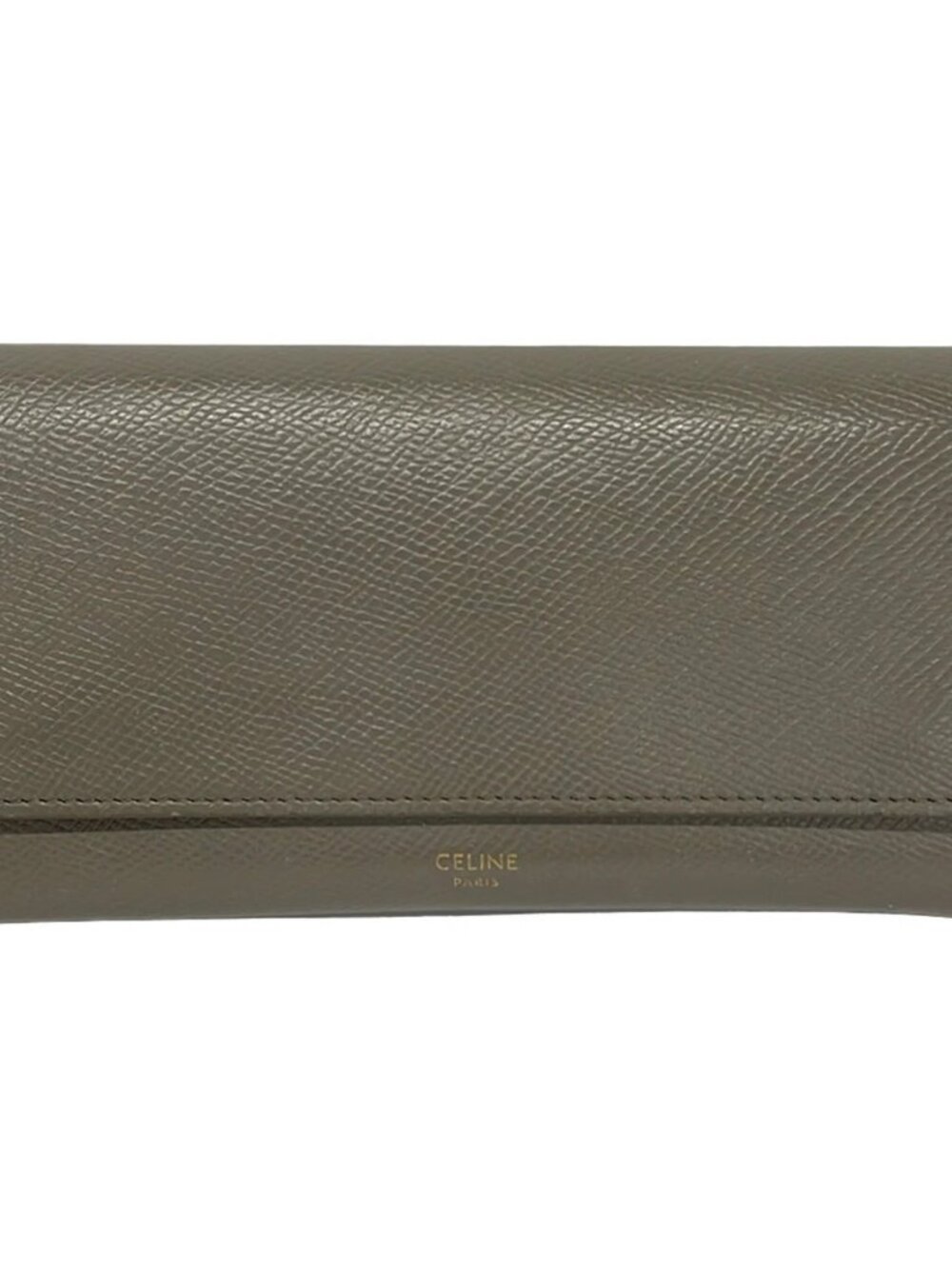 CELINE Gray Beige Leather Long Wallet